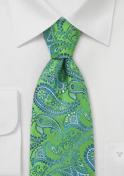 Trendy Green Blue Paisley Tie