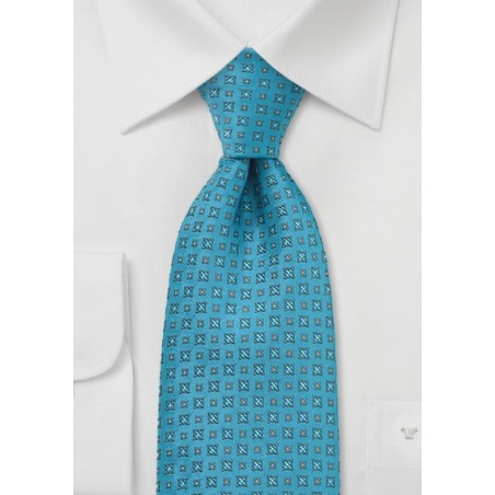 Turquoise Blue Foulard Pattern Tie