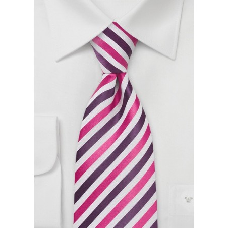 Purple, Magenta, White Striped Tie