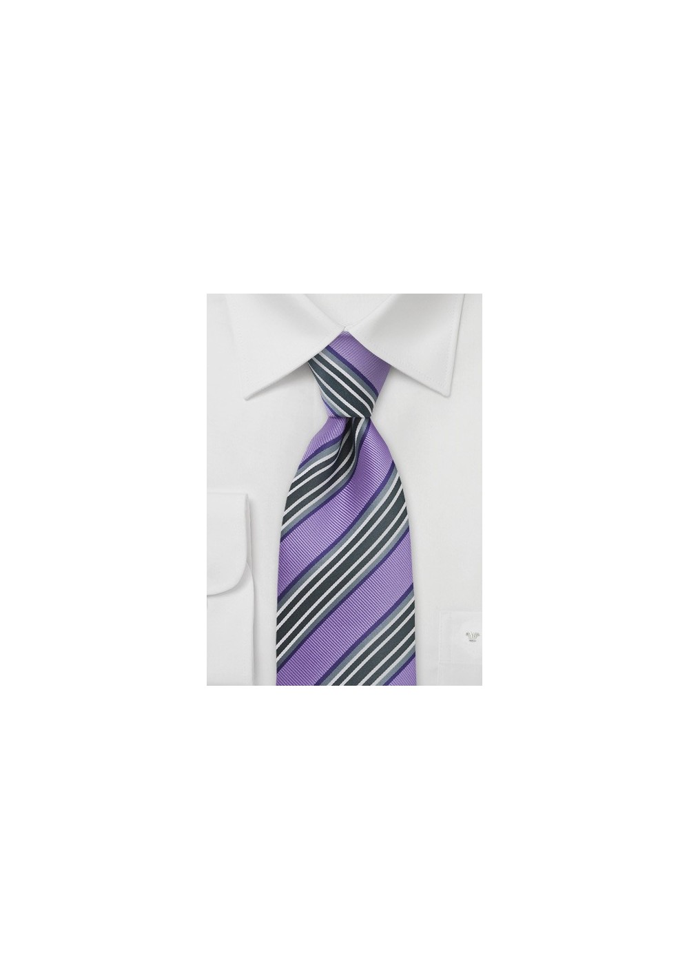 Lilac and Gray Striped Tie