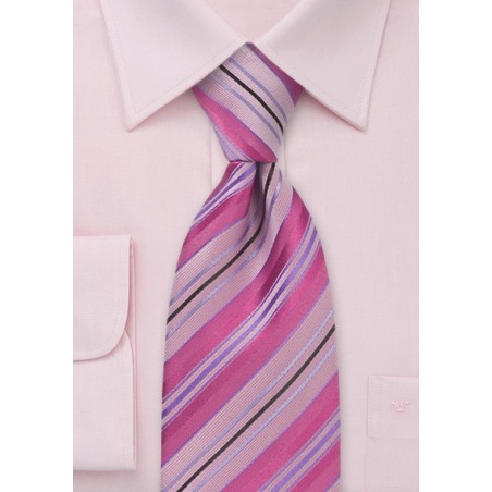Raspberry Pink Striped Tie