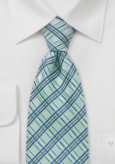 Tea Green Checkered Tie
