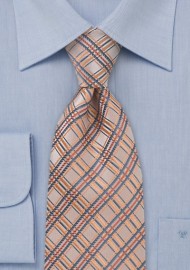 Peach Orange Checkered Tie