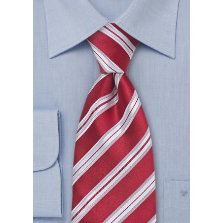 Bright Cardinal Red Striped Tie