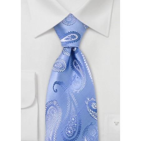 Powder Blue Paisley Silk Tie