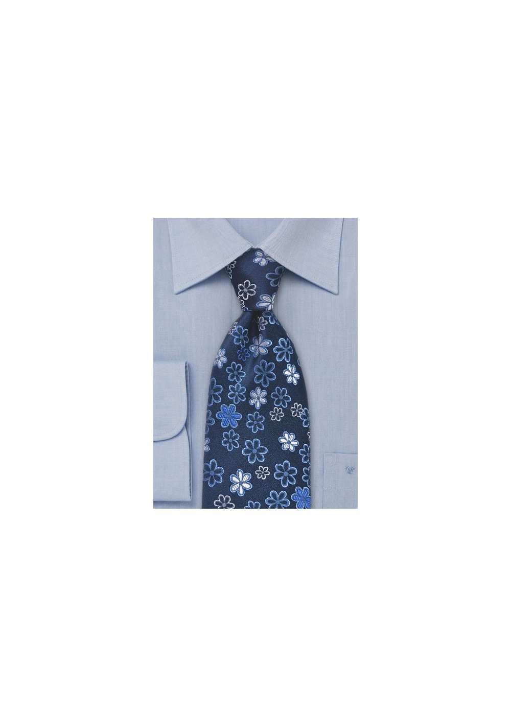 Dark Blue Floral Silk Tie