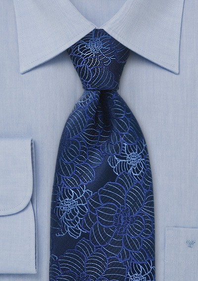 Midnight Blue Floral Tie