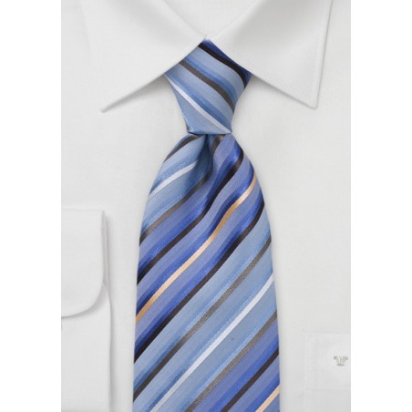Modern Blue Striped Silk Tie