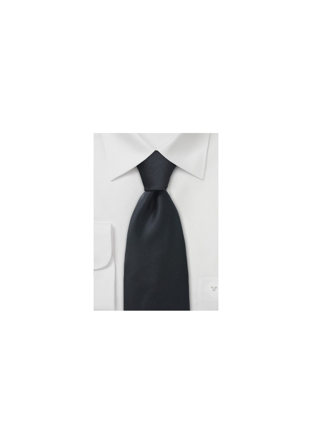 Solid Ribbed Textured Tie in Black