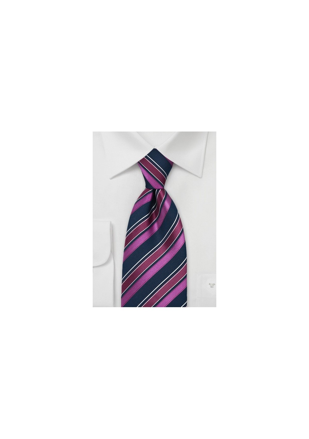 Fuschia and Navy Striped Tie