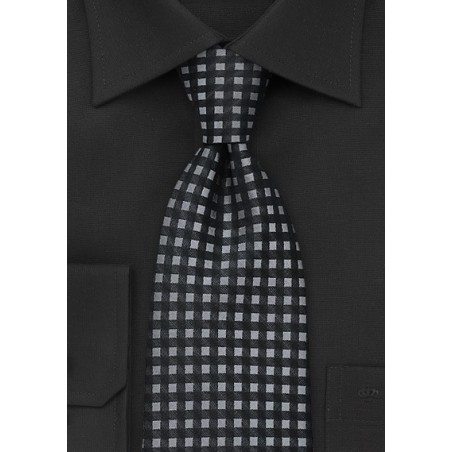 Black and Silver Gingham Tie