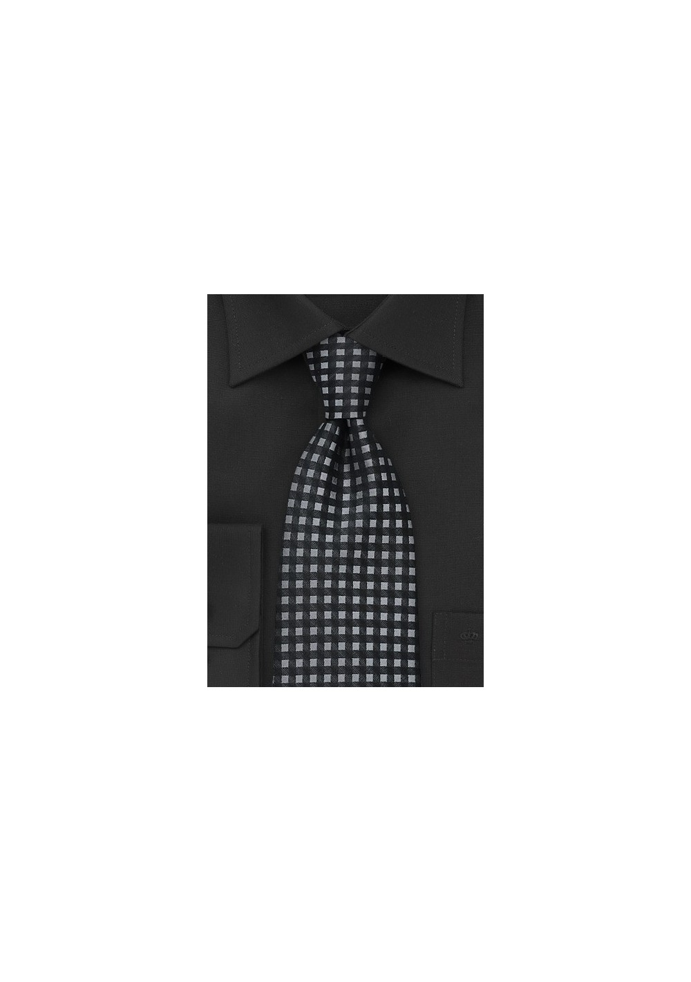 Black and Silver Gingham Tie