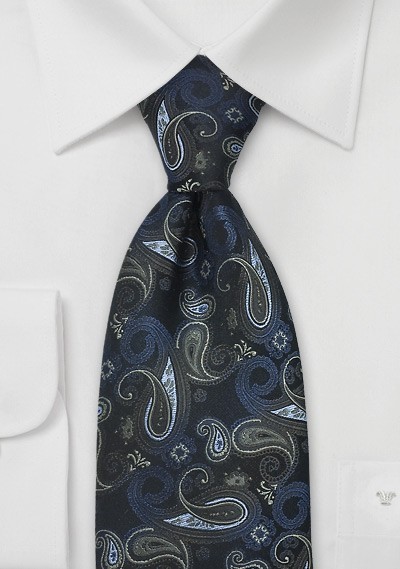 Midnight Blue Paisley Necktie | Cheap-Neckties.com