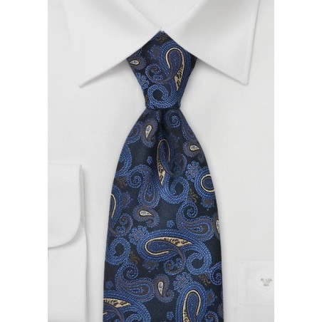 Blue & Gold Paisley Necktie