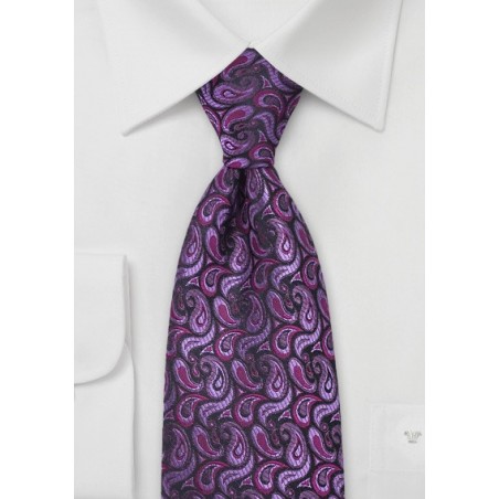 Purple, Lavender, & Black Paisley Tie