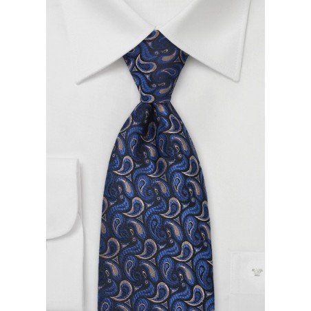 Navy and Brown Paisley Tie