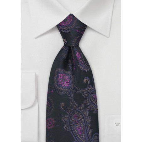 Black and Sangria Paisley Tie