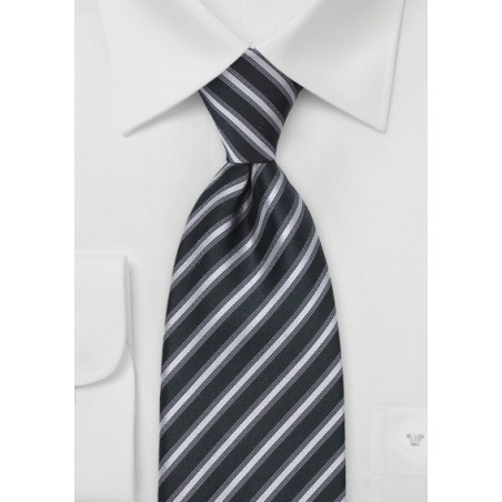 Striped Tie in Black and Grey