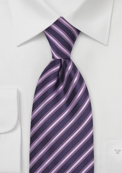 Trendy Purple Striped Silk Tie