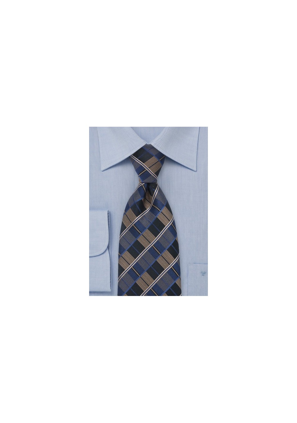 Brown, Blue, Black Checkered Tie