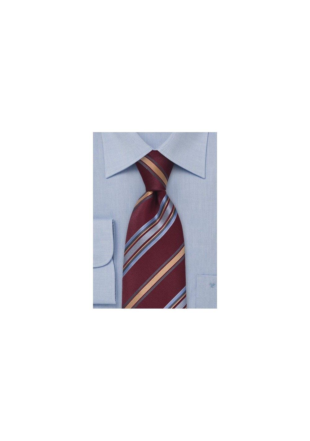 Striped Tie in Burgundy and Blue