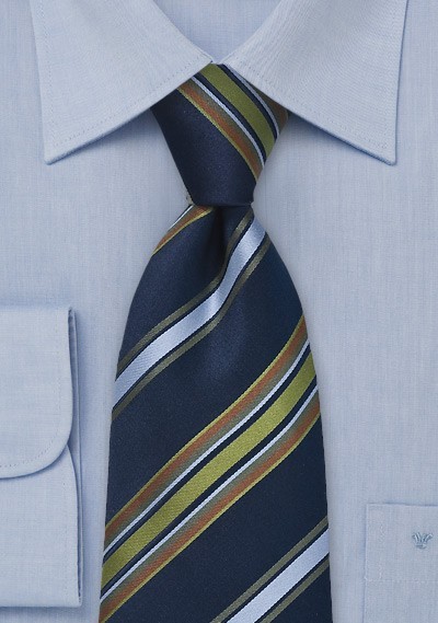 Classically Striped Tie in Navy