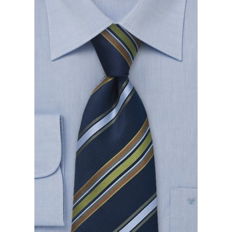 Classically Striped Tie in Navy