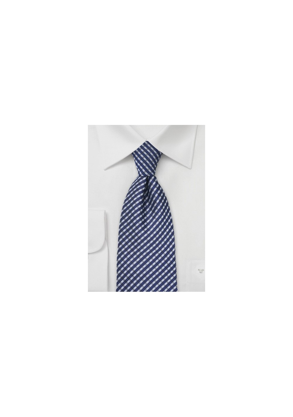 Plaid Tie in Navy and Silver