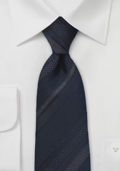 Striped Tie in Midnight Blue and Black