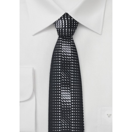 Art Deco Skinny Tie in Black and Silver