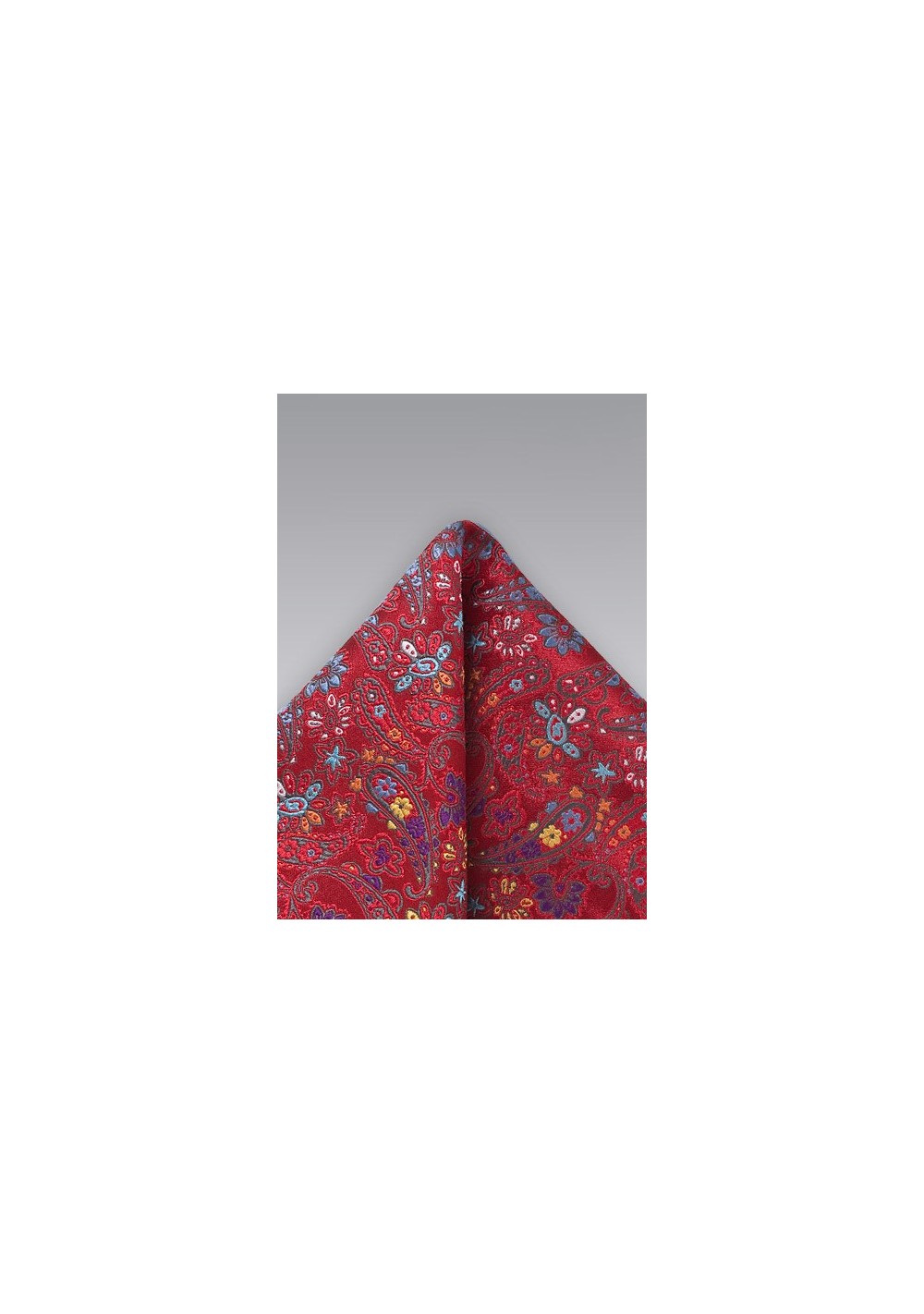 Modern Red Paisely Pocket Square