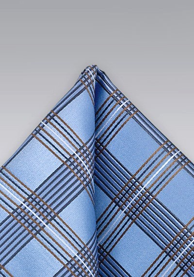 Plaid Patterned Pocket Square in Blue