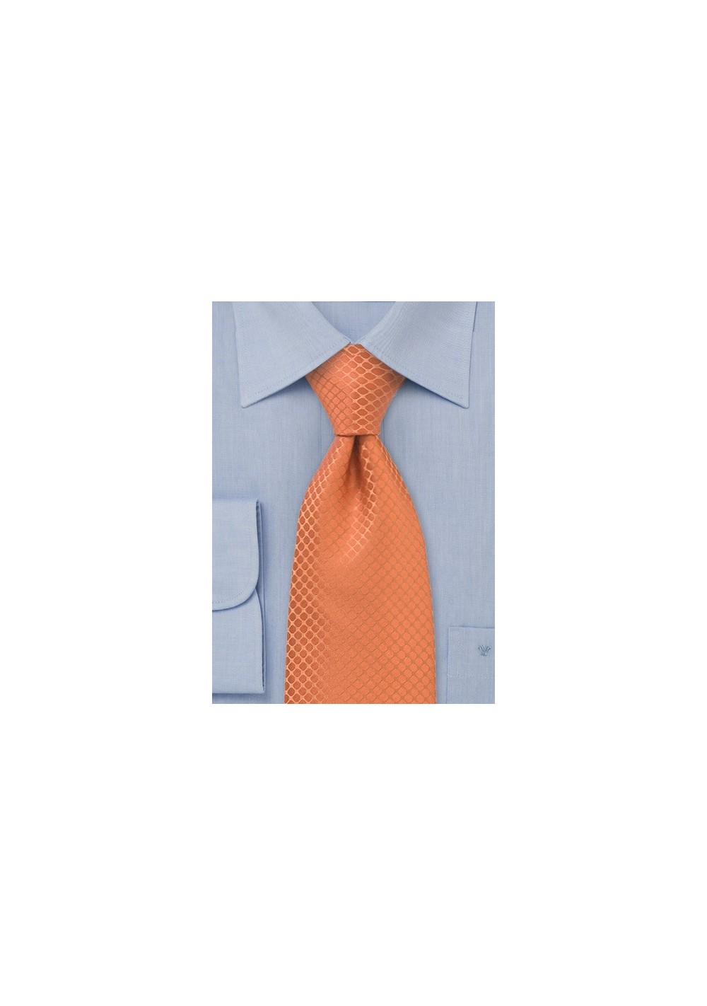 Trendy Orange Silk Tie in XL Length