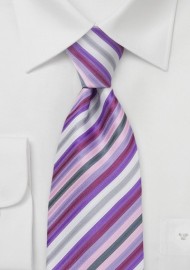 Lavender Purple Striped Tie in XL