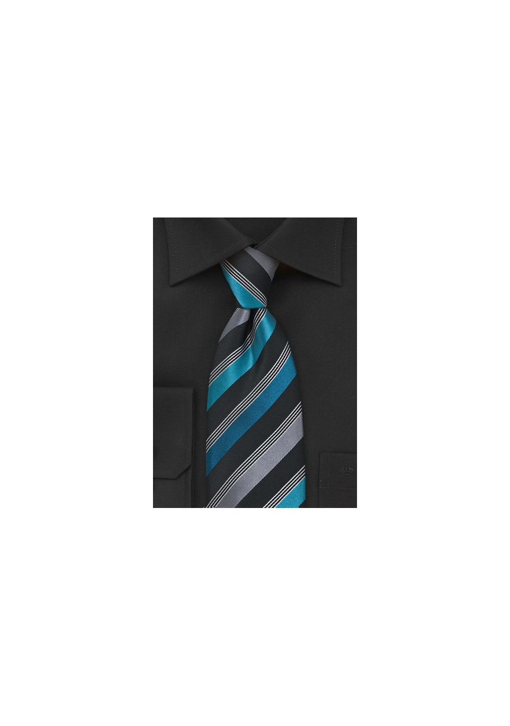 Striped Tie in Teal and Black