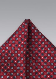 Diamond Patterned Pocket Square in Red