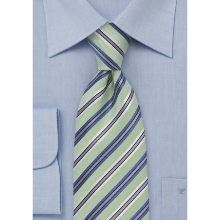 Striped Tie in Light Green and Purple