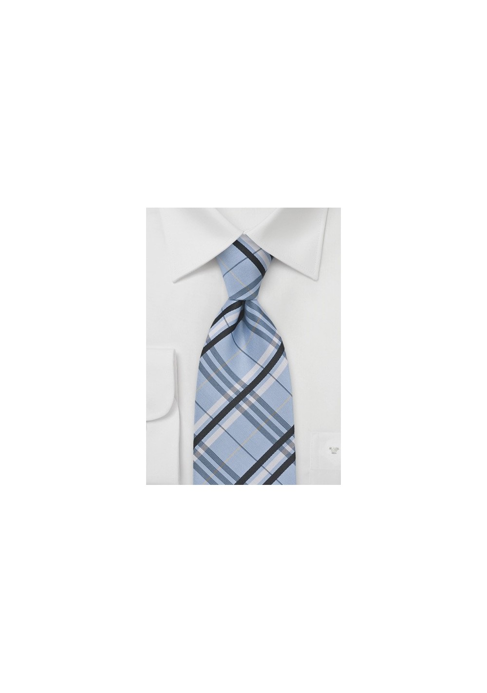 Plaid Tie in Pool Blue