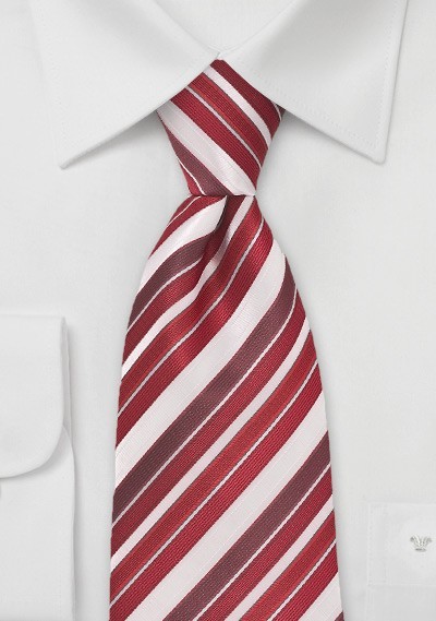 Multi Red and White Striped Tie