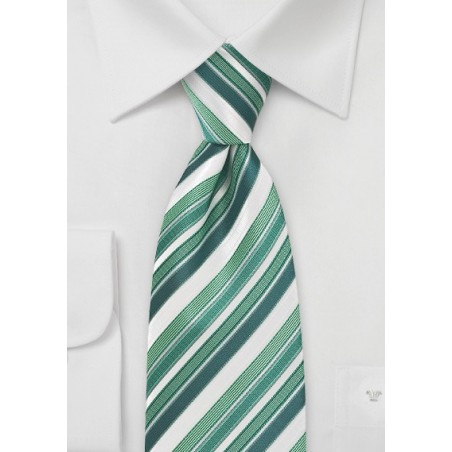 Tonal Green and White Striped Tie