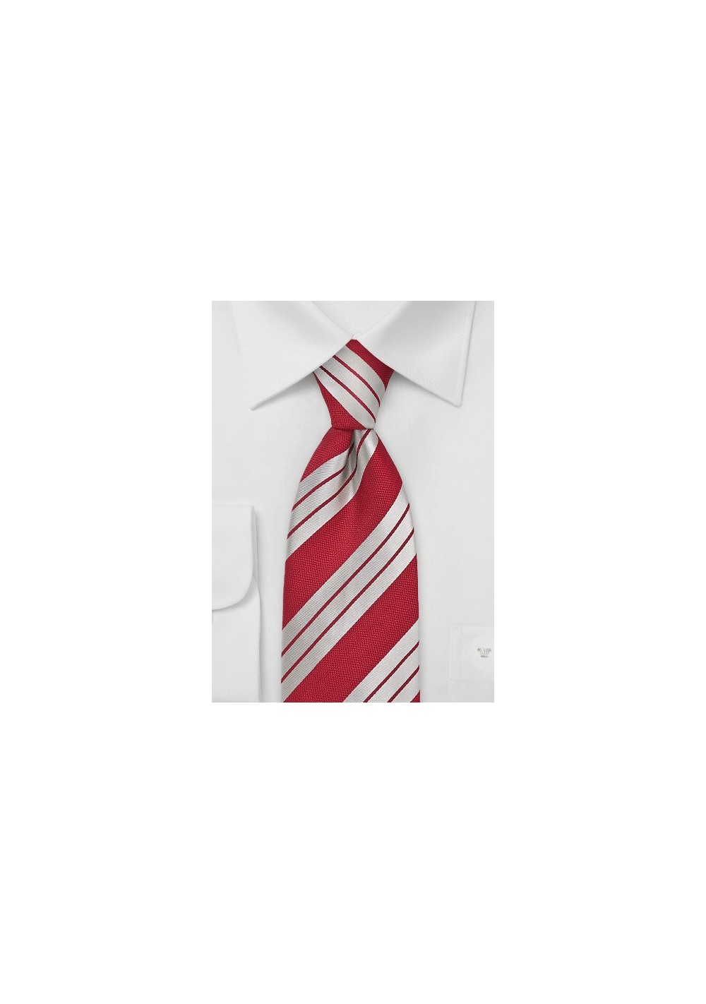 Bright Red and Silver Striped Tie
