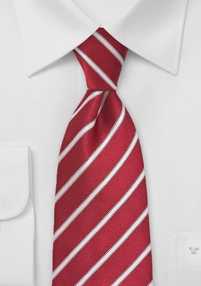 Primary Red and White Striped Tie
