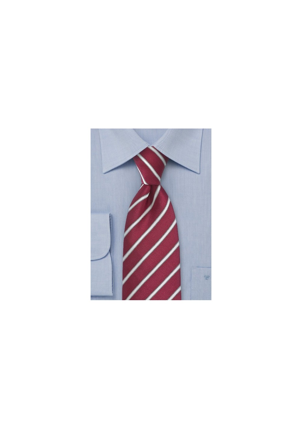 Wine Red and White Striped Tie