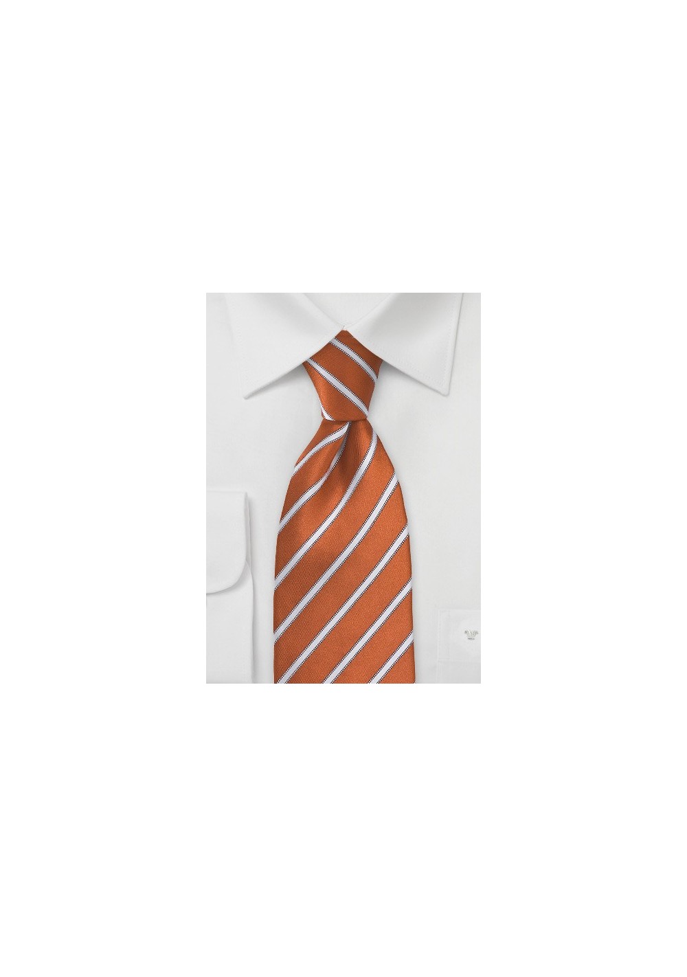 Burnt Orange and White Striped Tie