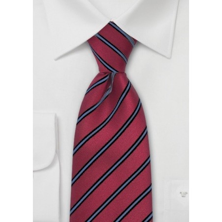 Modern Striped Tie in Red and Navy