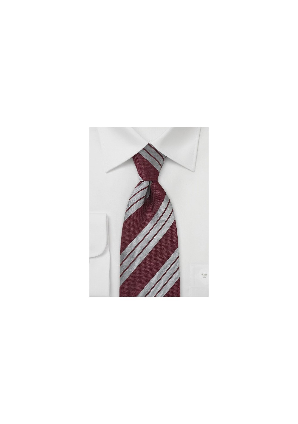 Modern Burgundy and Silver Striped Tie