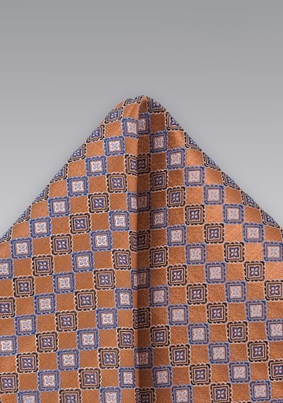 Orange Patterned Pocket Square | Cheap-Neckties.com