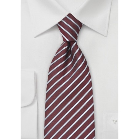 Striped Tie in Burgundy and Silver