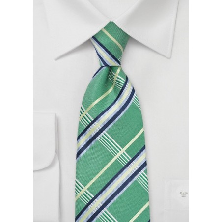 Plaid Patterned Tie in Green