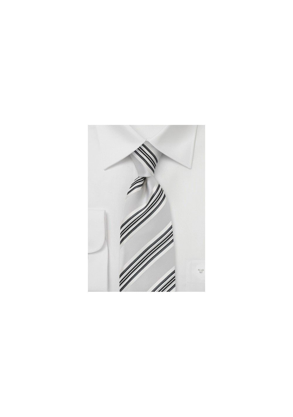 Striped Tie in Soft Silver